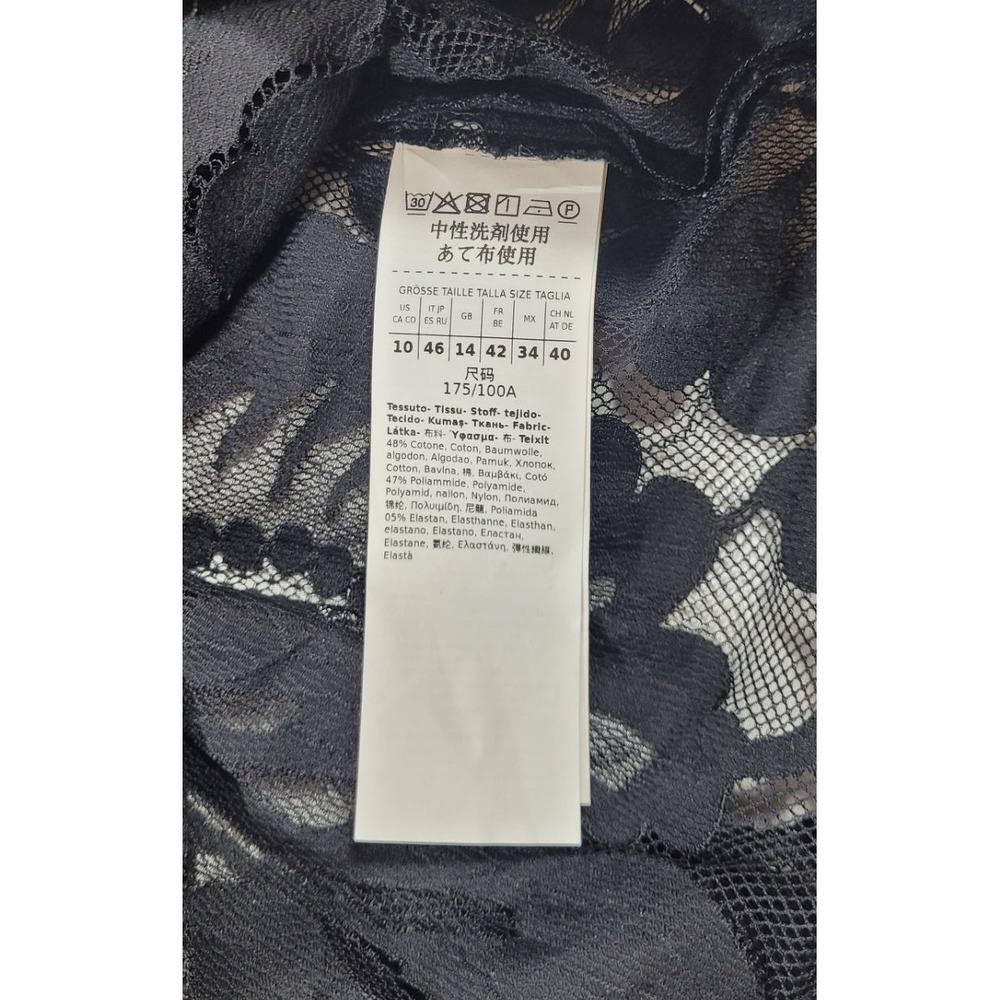 Marella Women's Applique Sheer Netting Lace Floral Tank Top - Black - US 10 - Picture 4 of 5